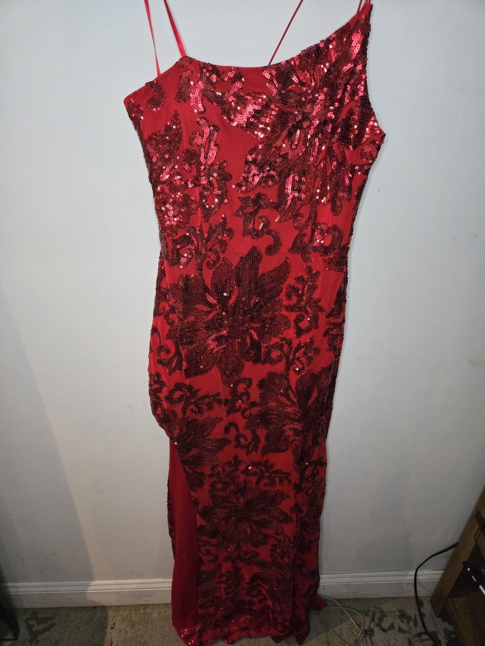Red Sequin Embellished Dress - Size L